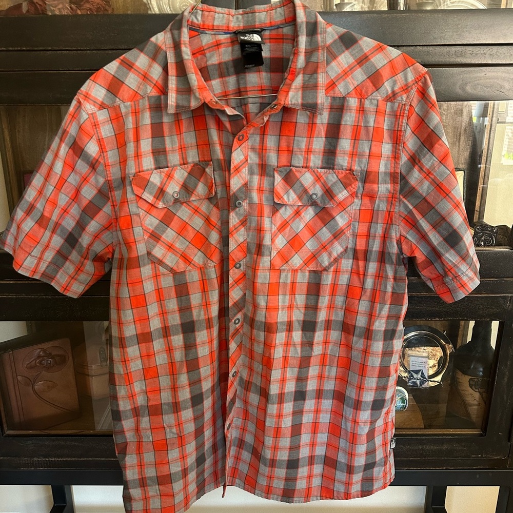 The North Face Red and Gray Plaid Men's Shirt